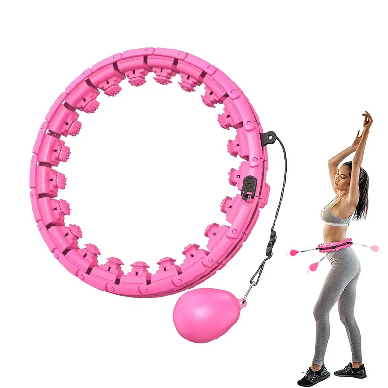 Deluxefit deluxe pink spring 5 lb slimming body hula ring weighted detachable intelligent smart hoola hoops sports