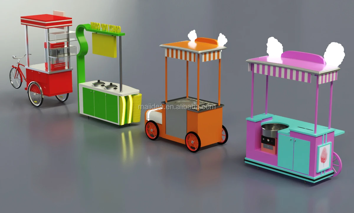 The Customized Food Cart for Candy Outdoor Kiosk/Fast Food Stand Counter for Crepe Mobile Cart for Manufacturer