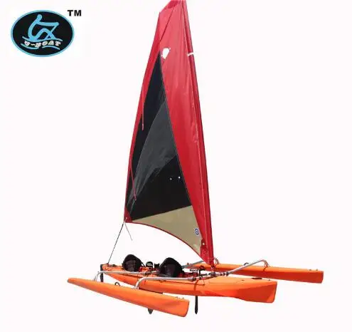 U-boat 2 person trimaran plastic sailbot with foot pedal drive