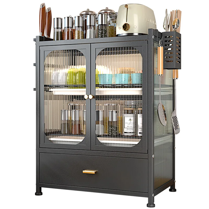 Kitchen rack carbon steel dustproof with cover drain bowl rack free punching dish storage cabinet