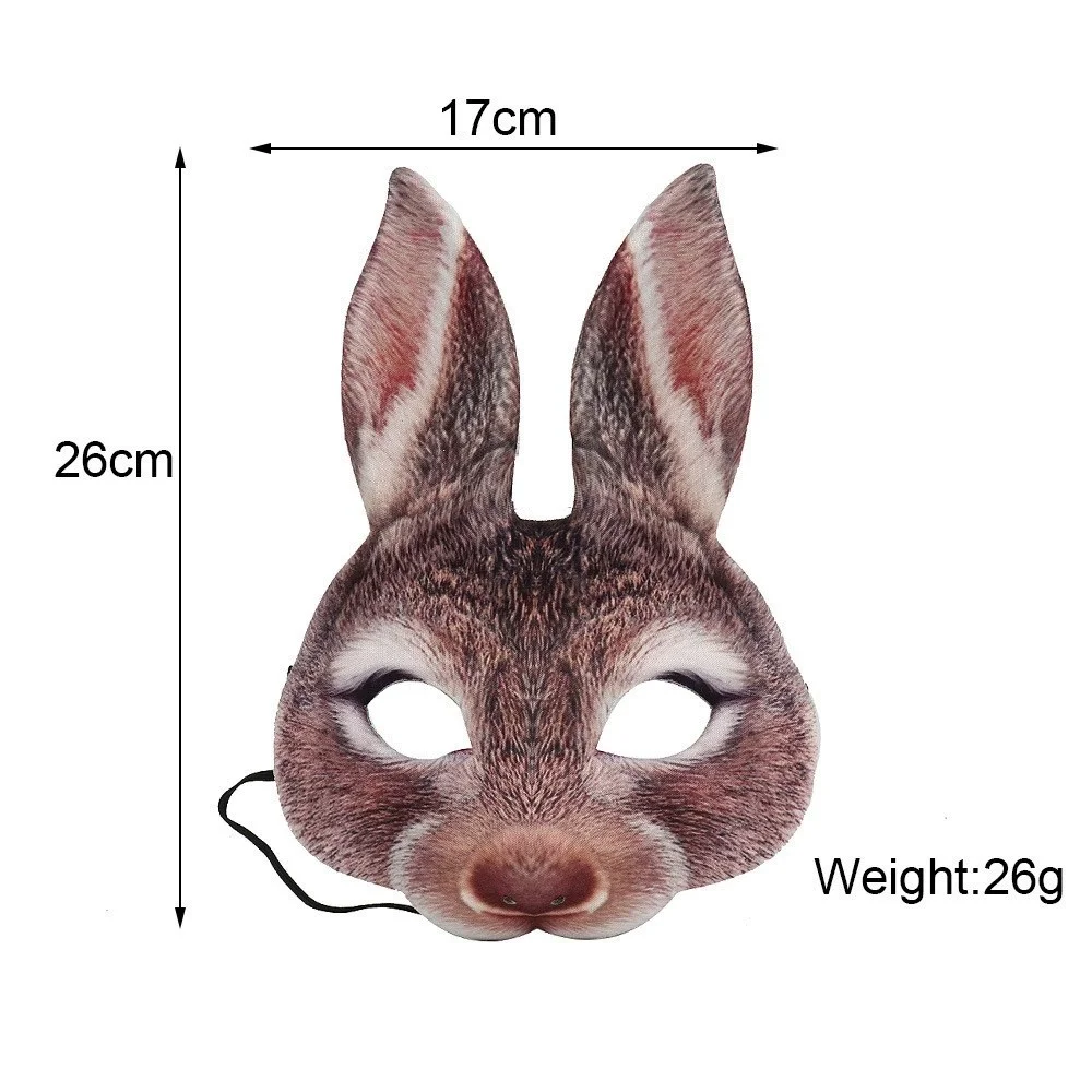 New Trending Customized Halloween Animal Half Face Rabbit Fox Mask Realistic Forest Animal Cosplay Easter Bunny Masks Mascara