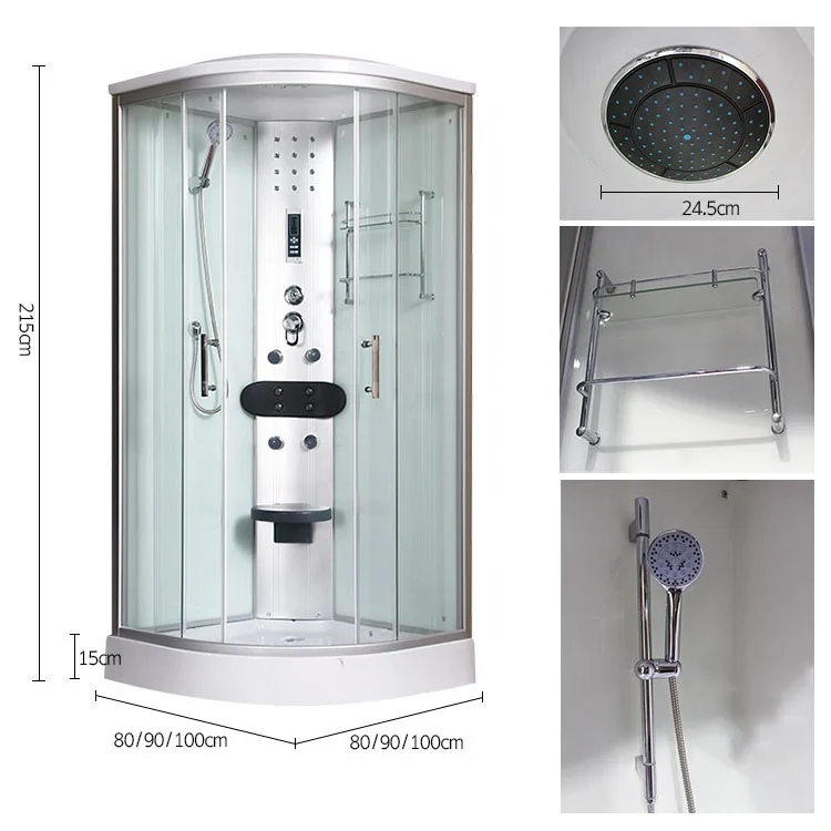 WinFair Luxury Enclosed House Simple Aluminum Waterproof Tempered Glass Bathroom Enclosure Walk In Top Cover Shower Room