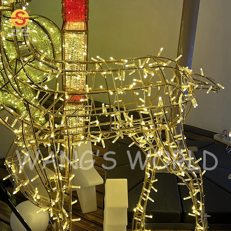 2m Height 3D Reindeer LED Motif for Home Decoration Xmas Wedding Holiday Street Outdoor Christmas Light for Home Decoration