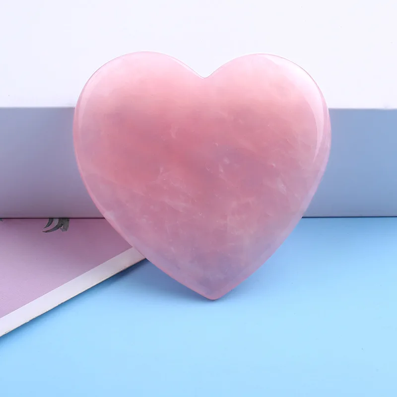Manufacturer Heart Shape Guasha Jade Natural Rose quartz Jade Stone Beauty Tool Gua Sha Scraping Tool GuaSha Board