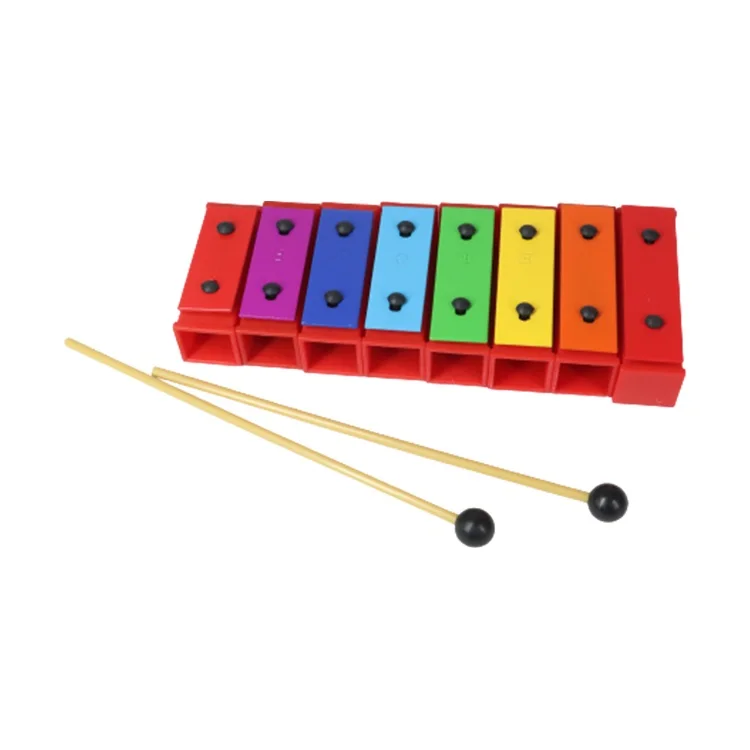 Wooden  Kids 8 Keys Xylophone Music Instrument Education Toys Wooden Hand Knock Piano Toys