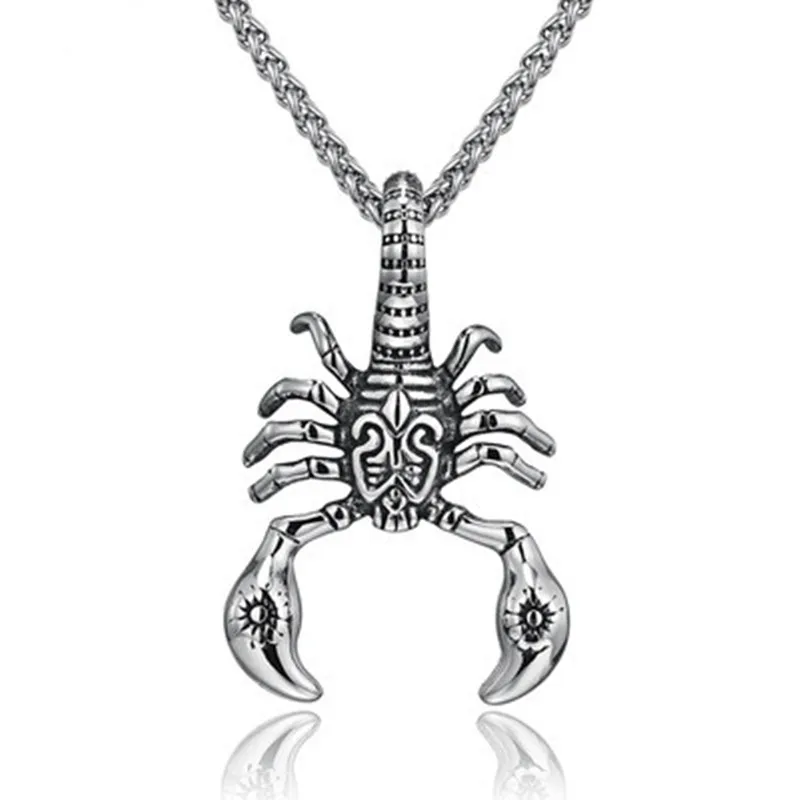 Retro Punk Jewellery Man Titanium Steel Scorpion Necklace Pendant