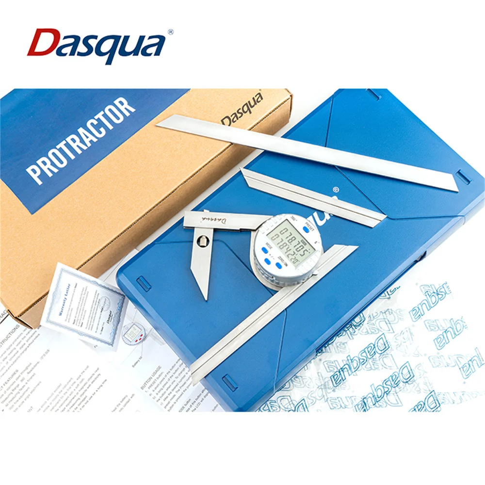 Dasqua Stainless Steel 0-360 Degree Universal Digital Protractor Angle Ruler Measuring Tool