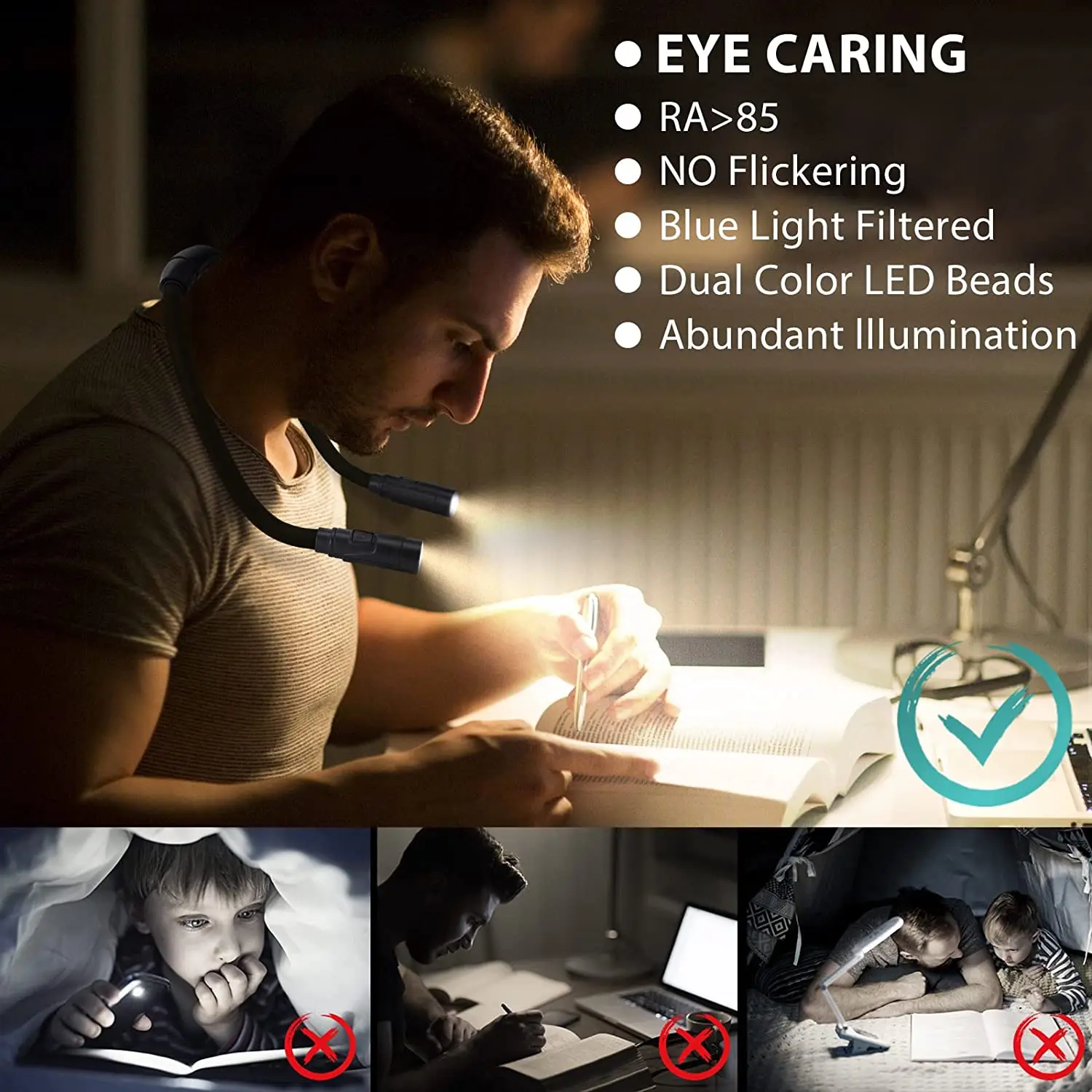 Factory Direct Sale Book Reading Light Neck Reading Light Rechargeable Book Light