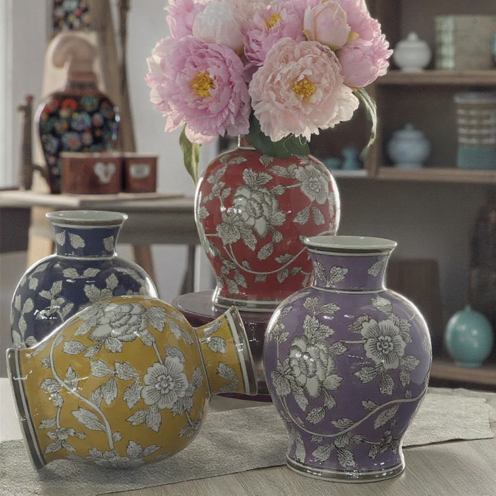 Antique Ceramic Vase Luxury Small Rustic Tabletop Decor Handcrafted in Clay Home Decorative Porcelain