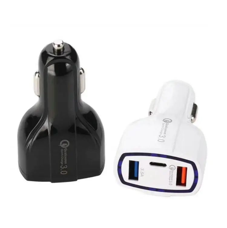 Qualcomm QC3.0 Quick Car Charger Type-c PD 3 Port Car USB Charger 3USB PD Type-C Fast Charging Adapter For Mobile Phone