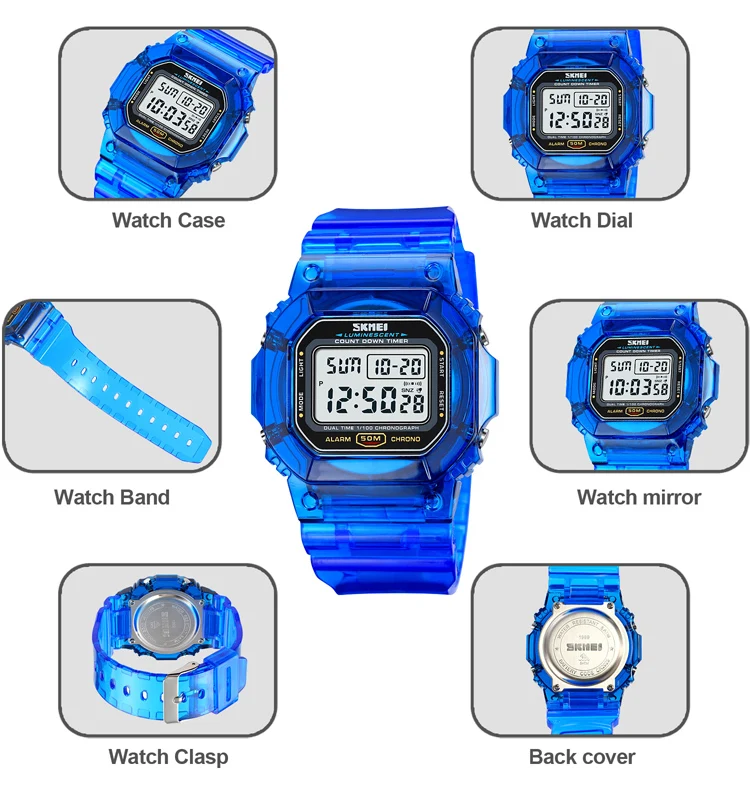 transparente band custom reloj de hombre LE light watch 50m wristwatches Led digital sport watches mens sports watch