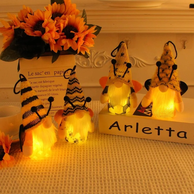 honey bee festival themed decor plush hanging decoration dolls mini stuffed knitted gnome figurine