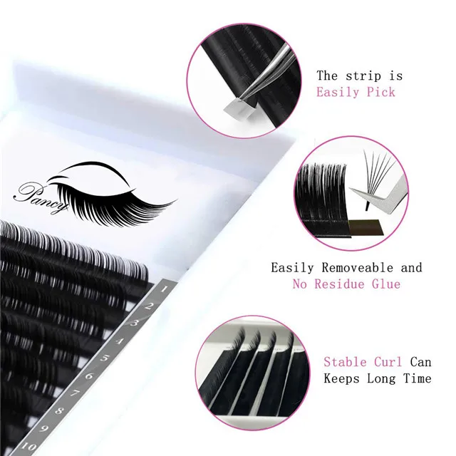 
High Quality Volume Private Label Silk Eyelash Extension Fans Professional D L curl 0.03 Soft individual Lash Extension Supplier 