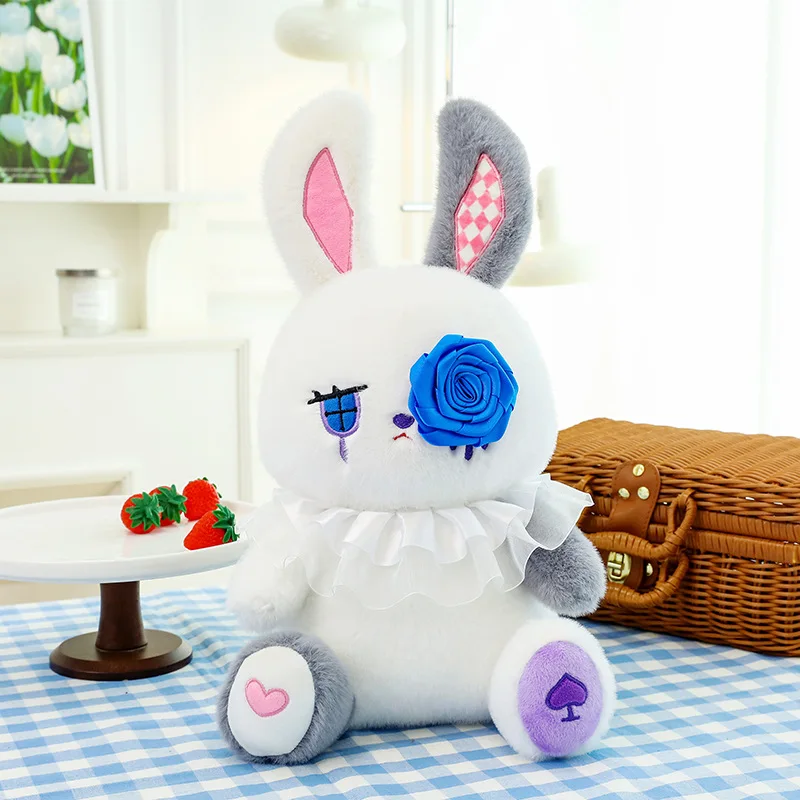 Custom Manufacture Cute Bunny Plush Rabbit Doll  Halloween Gothic Style Plush Toy
