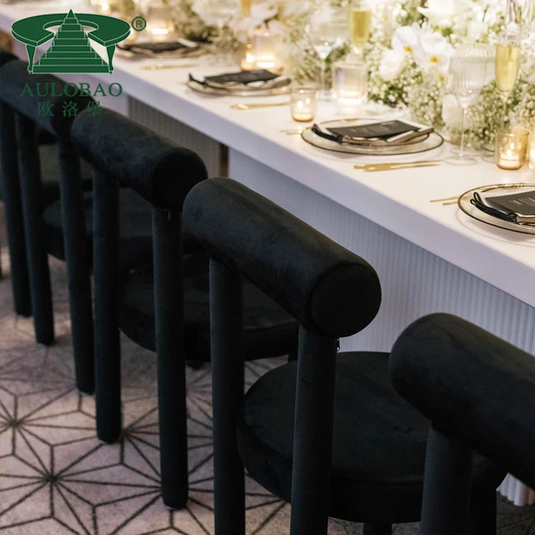 Dubai Wedding Decor Event Metal Black Velvet Wedding Chair