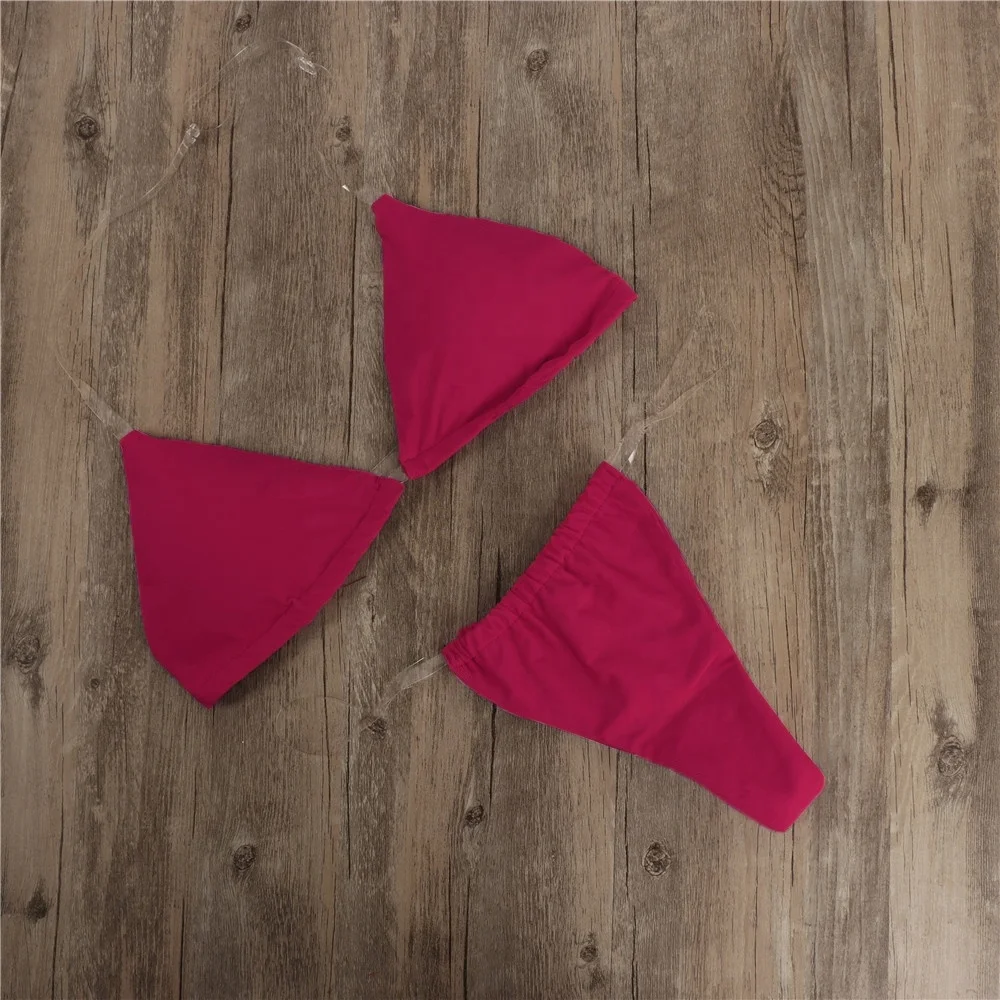 2021 new arrivals Bikini solid color transparent shoulder strap ladies sexy swimsuit With chest pad hot korean teen girl bikini