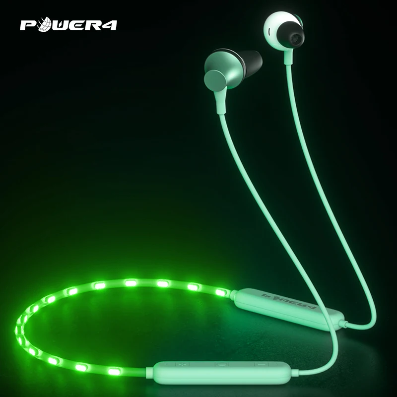
Hot fashion neckband waterproof bluetooth earphone active noise cancelling bluetooth headset led light earphones for sports 