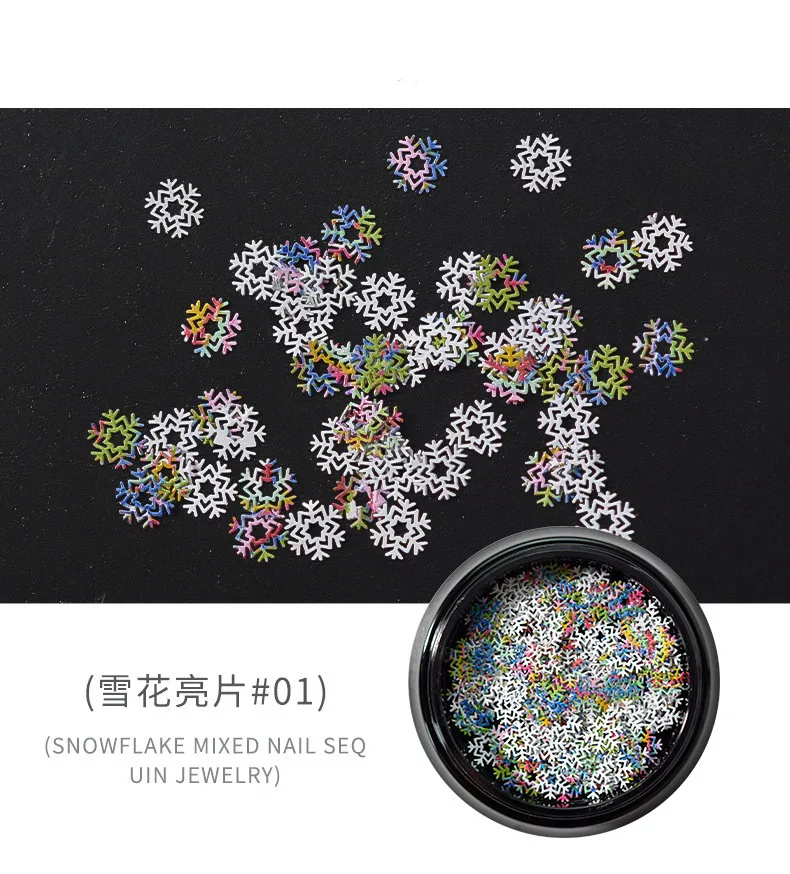 Wholesale 3 Design Nail Gold White Christmas Snow Fall Winter DIY Glitter Nail Decoration Sequins