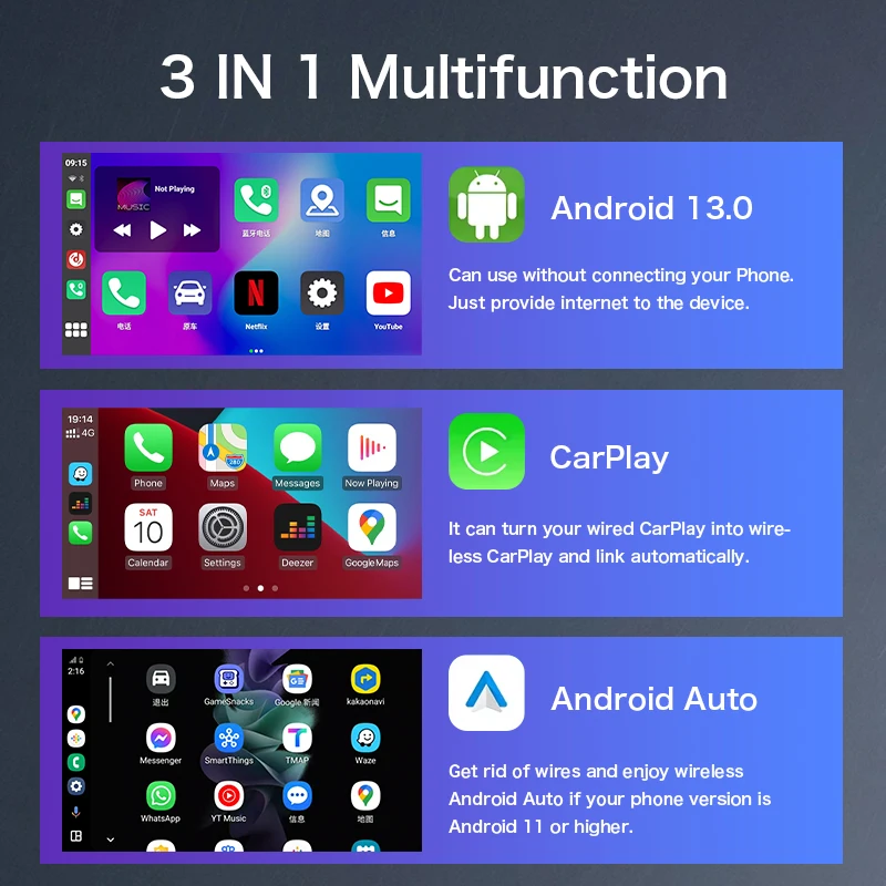 Wooboobox Wireless Carplay ai Box android 13  Android auto 13 8g 128 GB AI adapter smart dongle for a8 d4 carplay