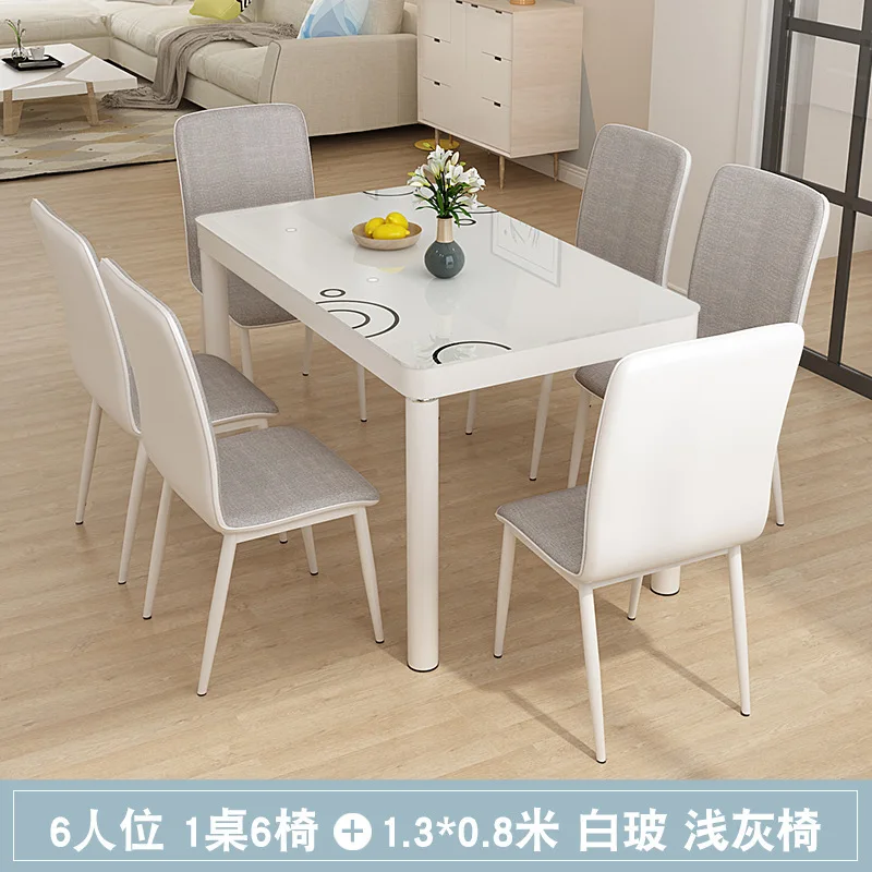 Dining table and chair set minimalist small apartment dining table 4 people 6 people rectangular dining table faux marble top