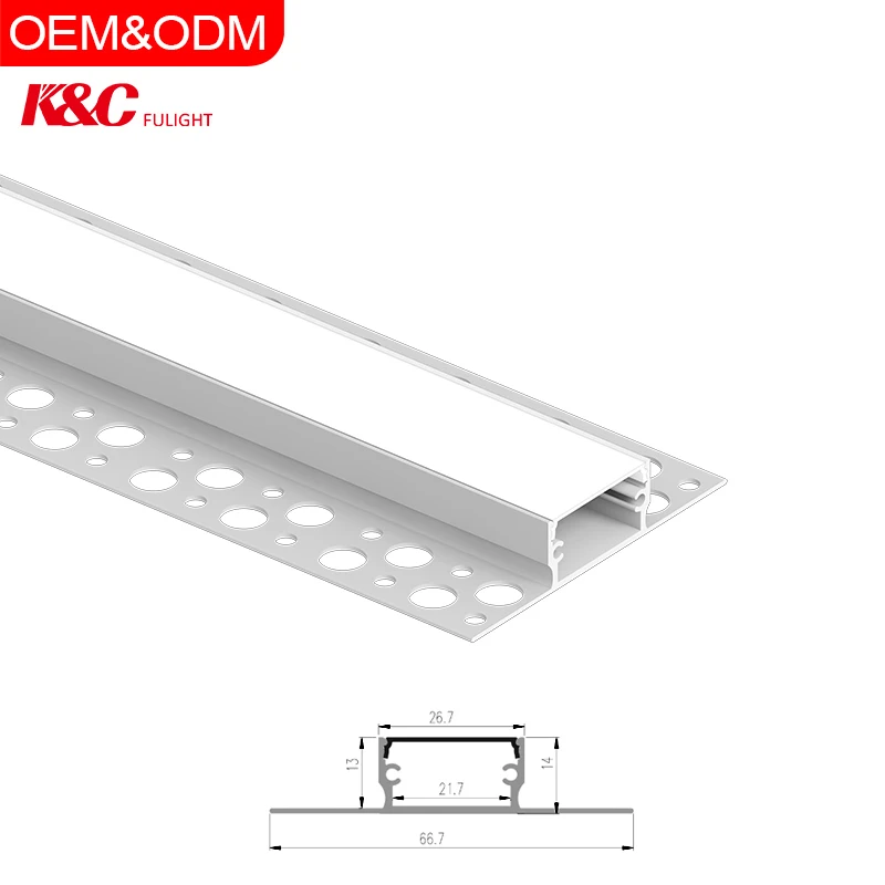 K8-1 Ceiling Wall Alu Profil Channel housing Recessed Architectural Drywall Gypsum Plaster in LED Aluminium Profile