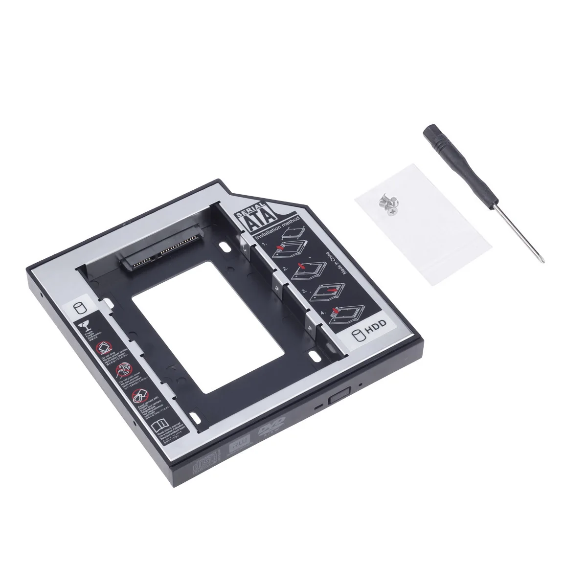 OEM Half metalCaddy HDD 2.5 inch 9.5mm 2nd SATA7+15pin HDD SSD Hard Drive Caddy for  with Screwdriver second hdd tray caddy