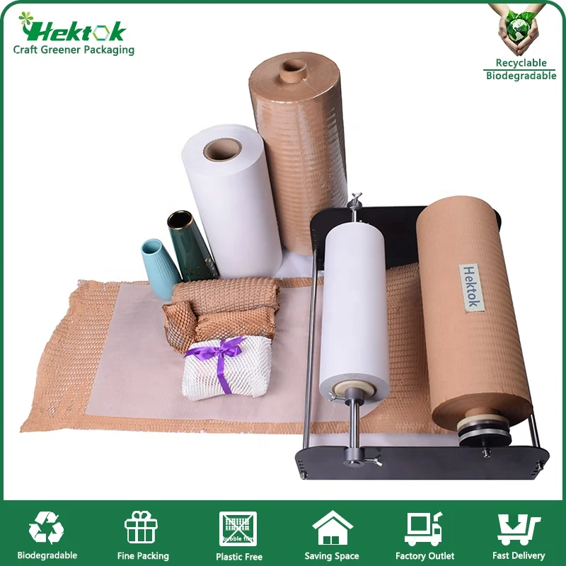 
Coreless Honeycomb Kraft Paper Roll Protective Buffer Cushioning Packaging Paper Wrap Brown White Red 11.8