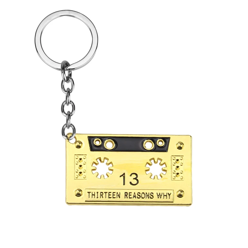 Vintage THIRTEEN REASONS WHY Audio Tape 13 Reasons Why Cassette Tape Silvertone Pendant Metal Keychain