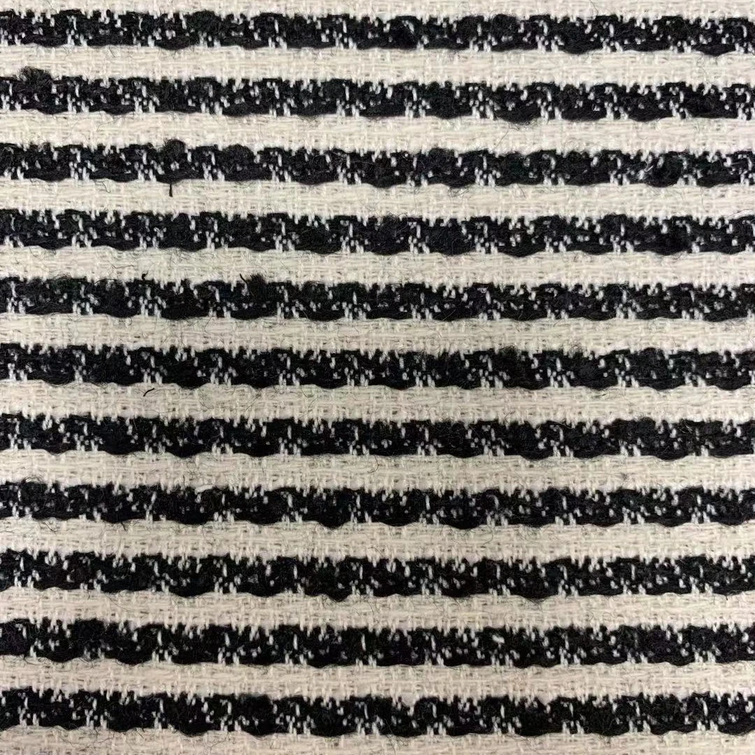 Мягкая и удобная твидовая ткань в черно-белую полоску для одежды и обуви