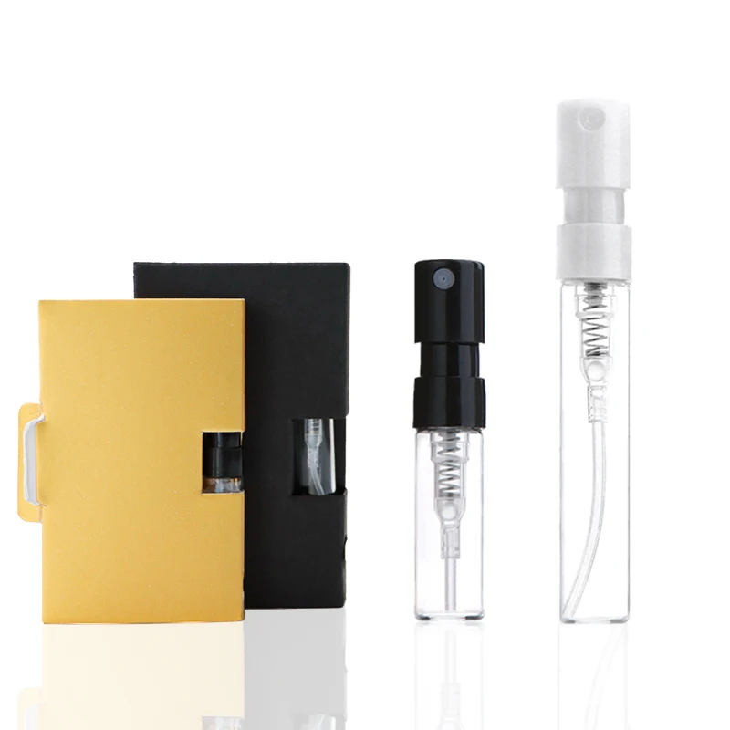 Wholesale custom mini black sample vials perfume sample bottle with packaging
