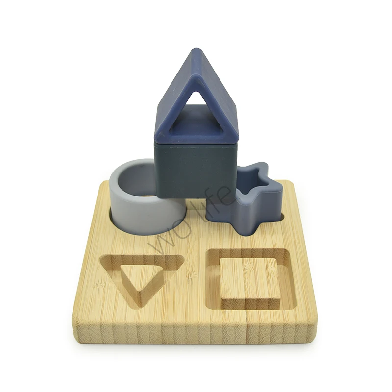 Eco-Friendly bamboo base materials geometric puzzle toy bamboo education toys  early childhood development toys for Kid