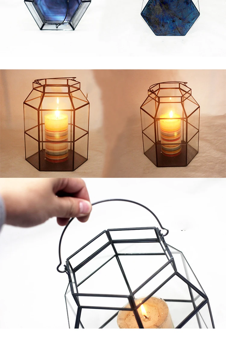 Wrought iron ornaments handmade retro handle wrought iron horse lamp candlestick Christmas gift big wrought iron decoration