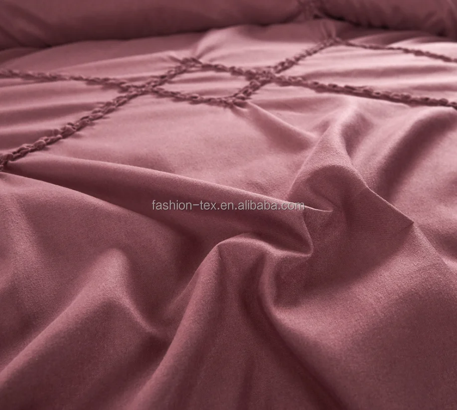 Ebay Hot cheap Microfiber Pinch Pleat Pintuck pure color duvet quilt cover bed sheet for bedroom in US size