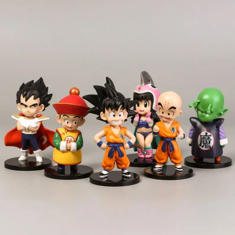 
Six Styles Cute Dragon Ball Z Anime Custom Mini Small Kids Collection Goku Gohan Pvc Action Figures Toys Set 