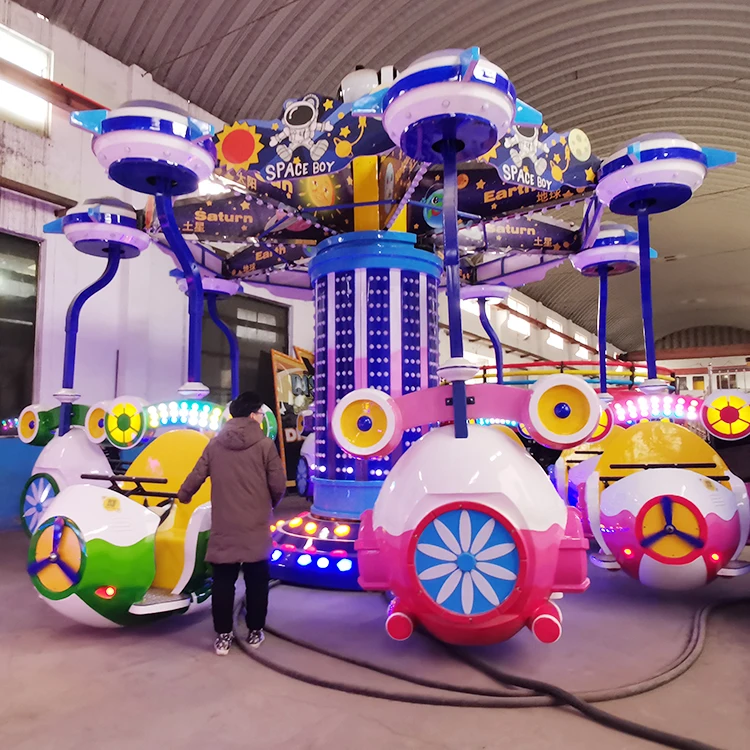 Popular commercial customized kiddie amusement park rides travel through space flying car ride for sale