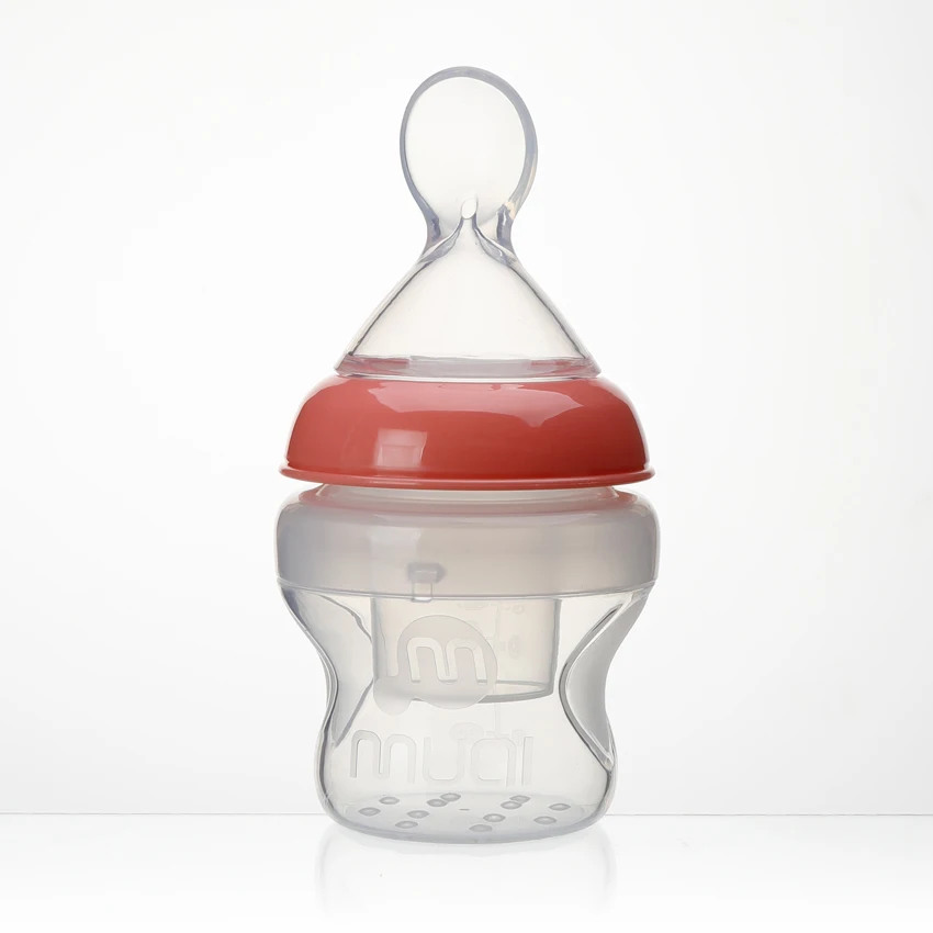 Wide neck Silicone Bottles with Spoon Cereal baby Feeding Bottle lovely baby products