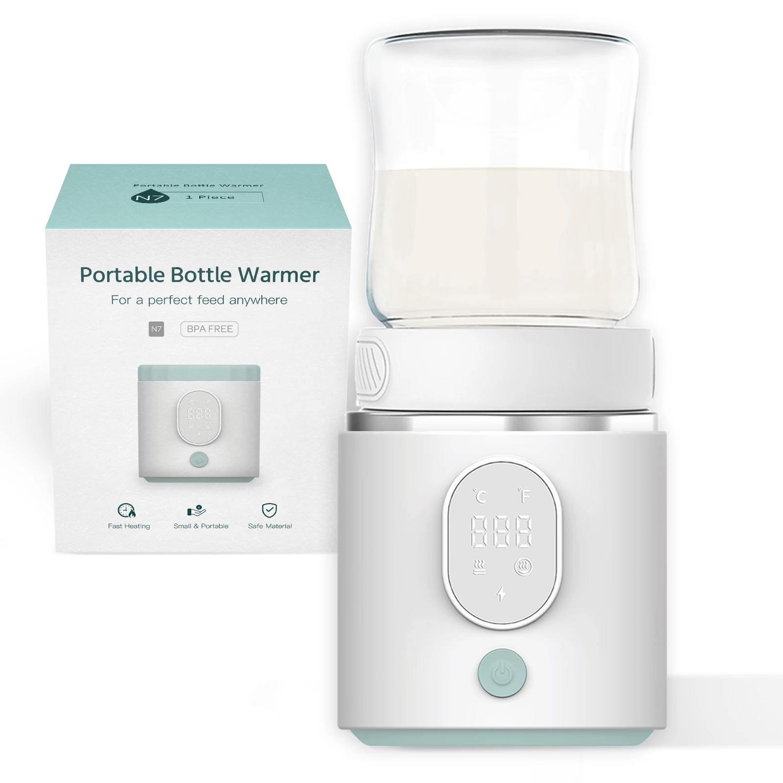 Factory Hot Sale Portable Travel Bottle Warmer Fast milk heater for Breastmilk or Formula N7 Wireless Baby Bottle Warmer
