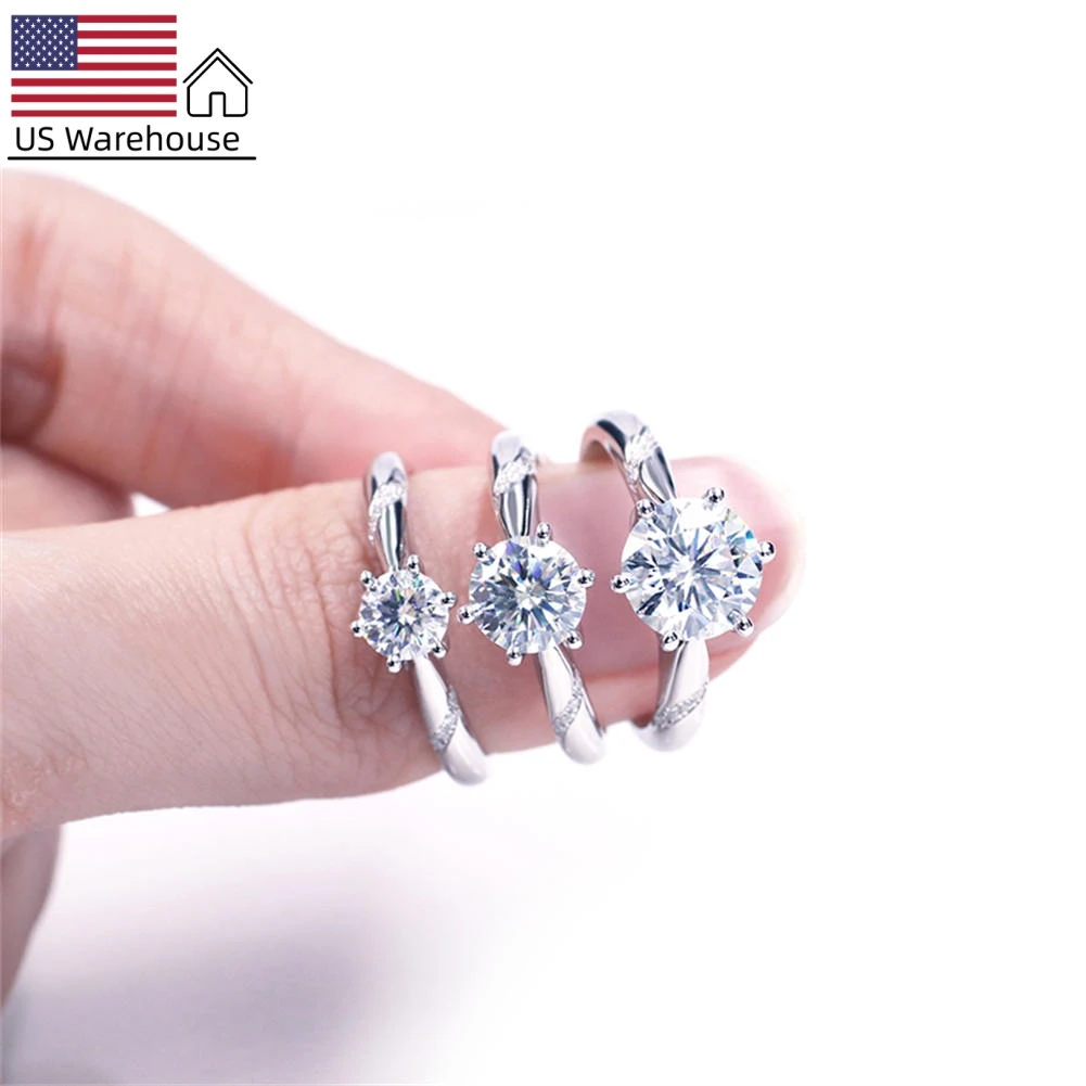 USA stock dropshipping 1ct 925 silver 18k gold plated fashion jewelry women vvs moissanite wedding rings