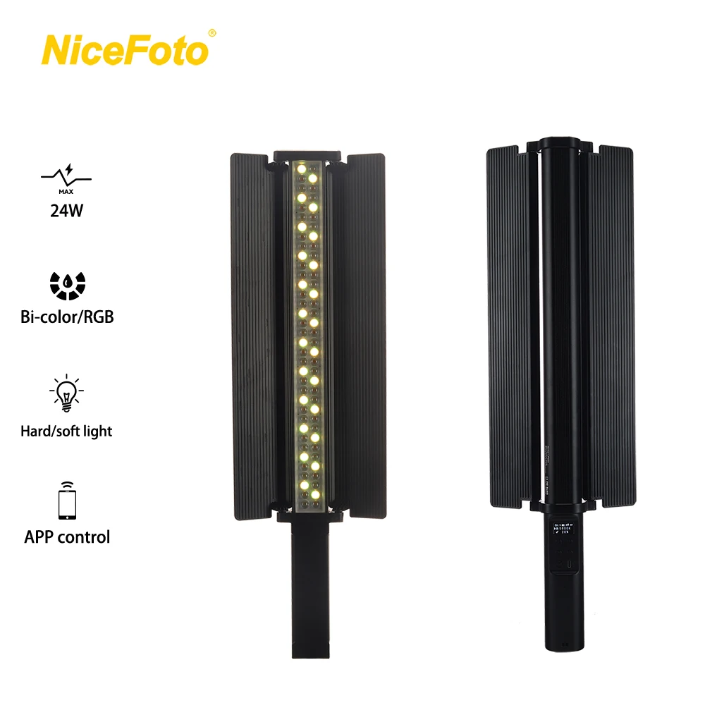 NiceFoto TC-C2 Portable Professional 5200mAh Round Film Fill Photographic RGB Handheld LED Video Tube Light Stick