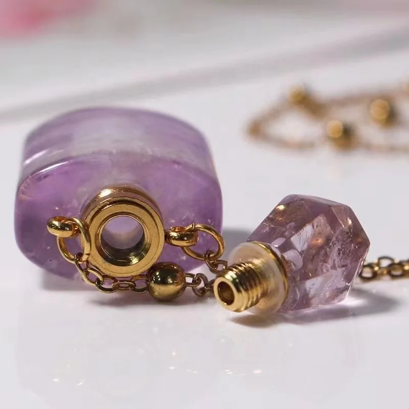 Clear Heart Bottle Essential Oil Pendant Murano Glass Perfume Necklaces Stainless Steel Chain Perfumes For Women