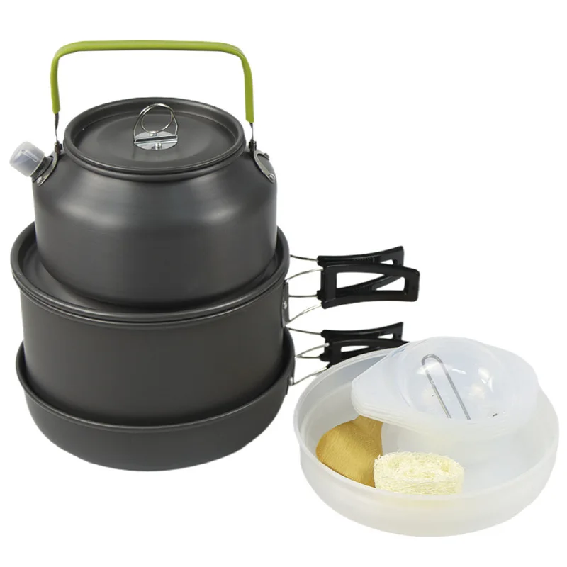 4-5 person Camping Tableware Set, Outdoor Cookware Pots, Foldable Camping Tableware for Hiking, Picnic BBQ