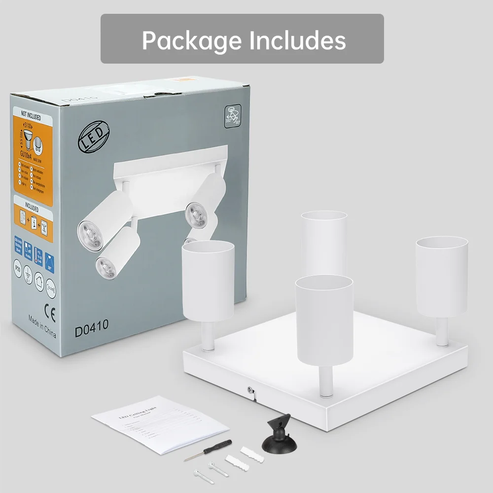 4 Head Square Modern Ceiling Lamp bright adjustable led ceiling light bedroom furniture lamp