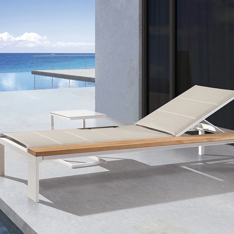 Luxury Pool Classic Furniture Back Sun Lounge Teak Arm Adjustable Chairs Outdoor Sunbed