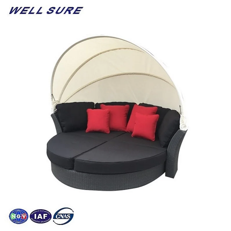 OEM Acceptable Natural Rattan Waterproof Patio Wicker Day Bed Furniture