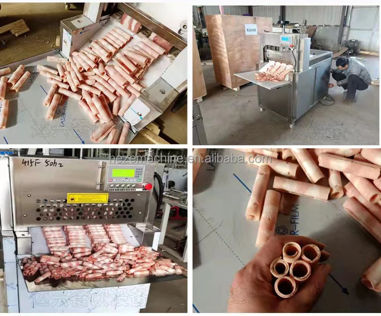 Frozen Beef Roll Slices Cutting Machine|chilled Mutton Slices Chopping Mechanism|freezing Meat Roll Pieces Cutter Sh Meat Slicer