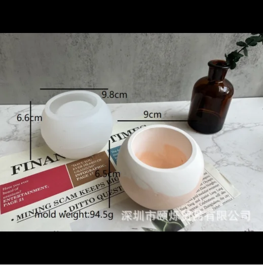 Round flowerpot silicone mold DIY meaty flowerpot mirror resin plaster silicone mold