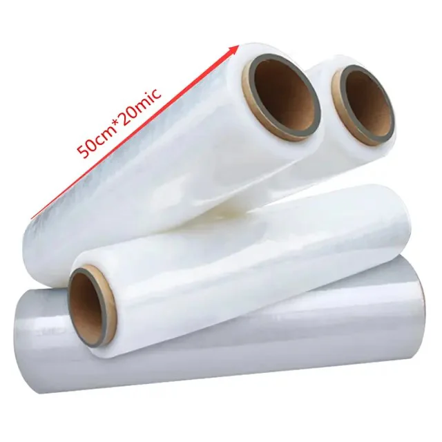 stretch film manufacture with machine usez hand use and jumbo roll opaque or clear