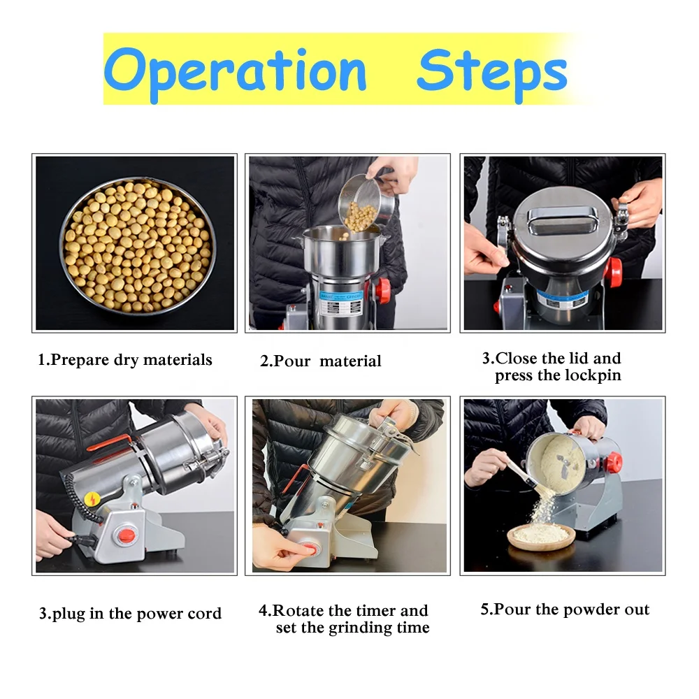 Electric Chinese Medicine Herbal Turmeric Pulverizer Spice Grinder Food Powder Mill Machine Safety Model