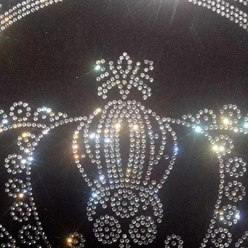 Customized Clothing Heat Transfer Printing Rhinestone Hot Diamond Pattern Clothing Design White Crown Crystal Diamond Pattern