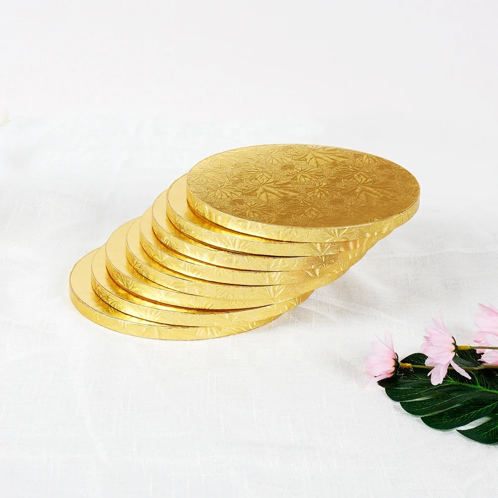 Cake Paper Cardboard Tray Cake Paper Boards Plate Golden Hard 12 Round Cake Board Drums Base